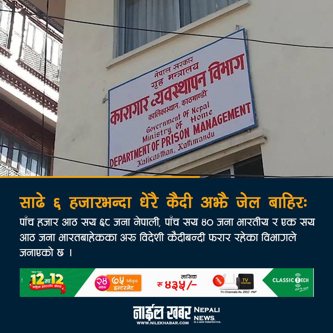 साढे ६ हजारभन्दा धेरै कैदी जेल बाहिर